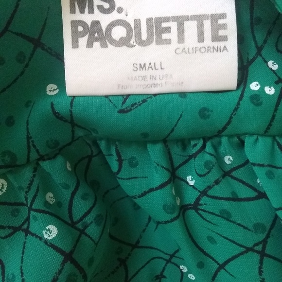 Vintage Retro Green Abstract Ms Paquette Blouse - Picture 6 of 6